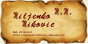 Miljenko Miković vizit kartica